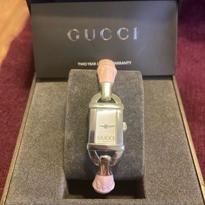 Pink Gucci Bamboo band watch NWT